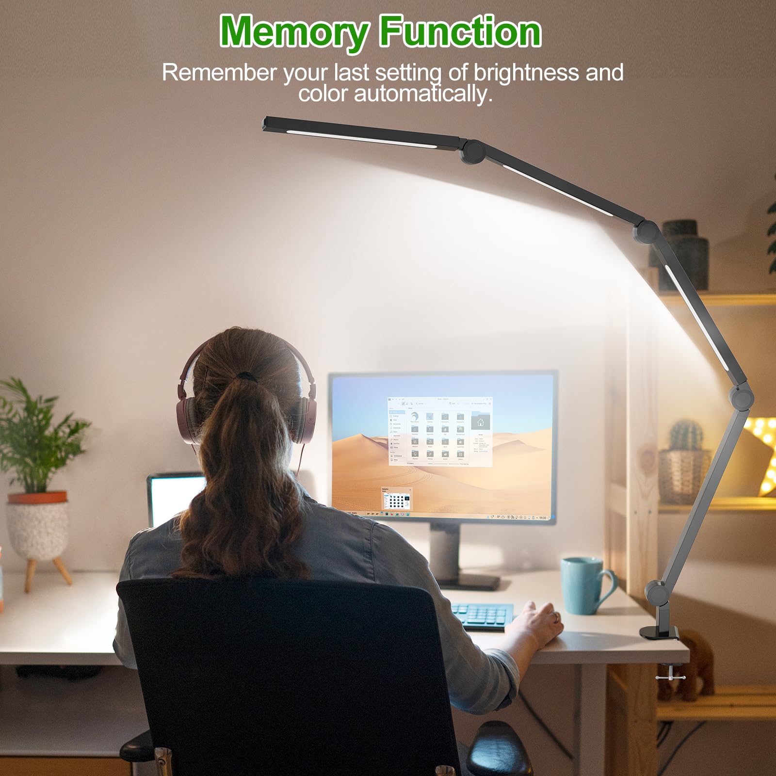 LED Desk Lamp,Foldable Table Lamp for Computer and Desktop,Flexible Clamp on Desk Lamps,Black Portable Desk Lamp for Home Office Reading,Working,Computer Desk,Study Lamp for Kids - Image 5