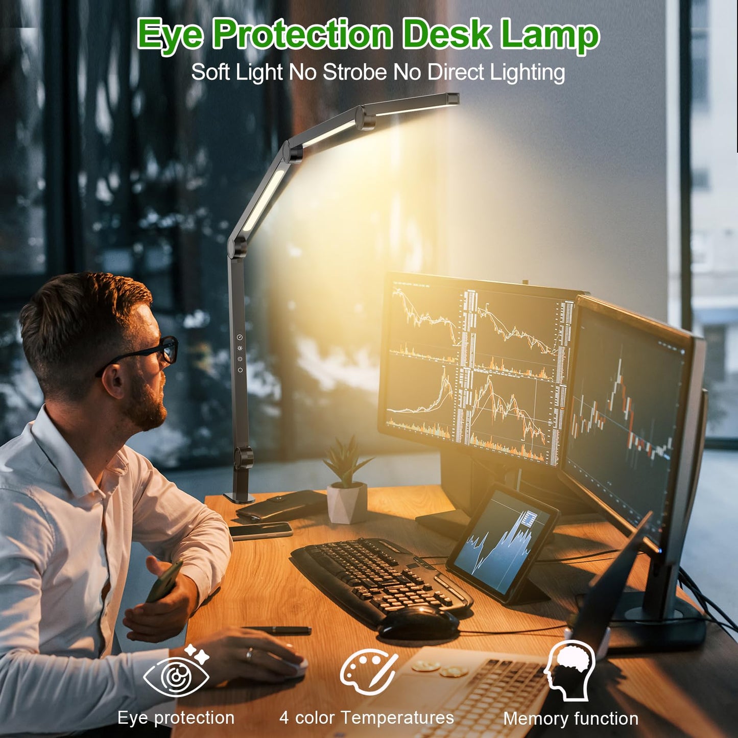 LED Desk Lamp,Foldable Table Lamp for Computer and Desktop,Flexible Clamp on Desk Lamps,Black Portable Desk Lamp for Home Office Reading,Working,Computer Desk,Study Lamp for Kids - Image 6