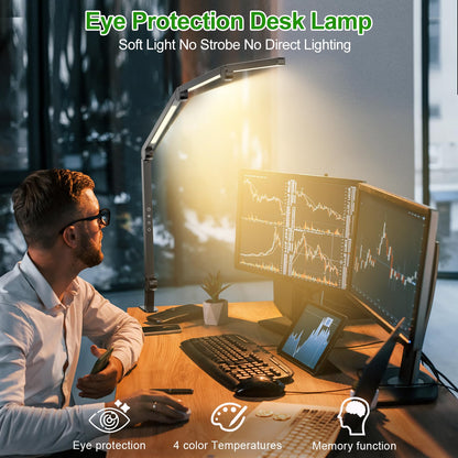 LED Desk Lamp,Foldable Table Lamp for Computer and Desktop,Flexible Clamp on Desk Lamps,Black Portable Desk Lamp for Home Office Reading,Working,Computer Desk,Study Lamp for Kids - Image 6