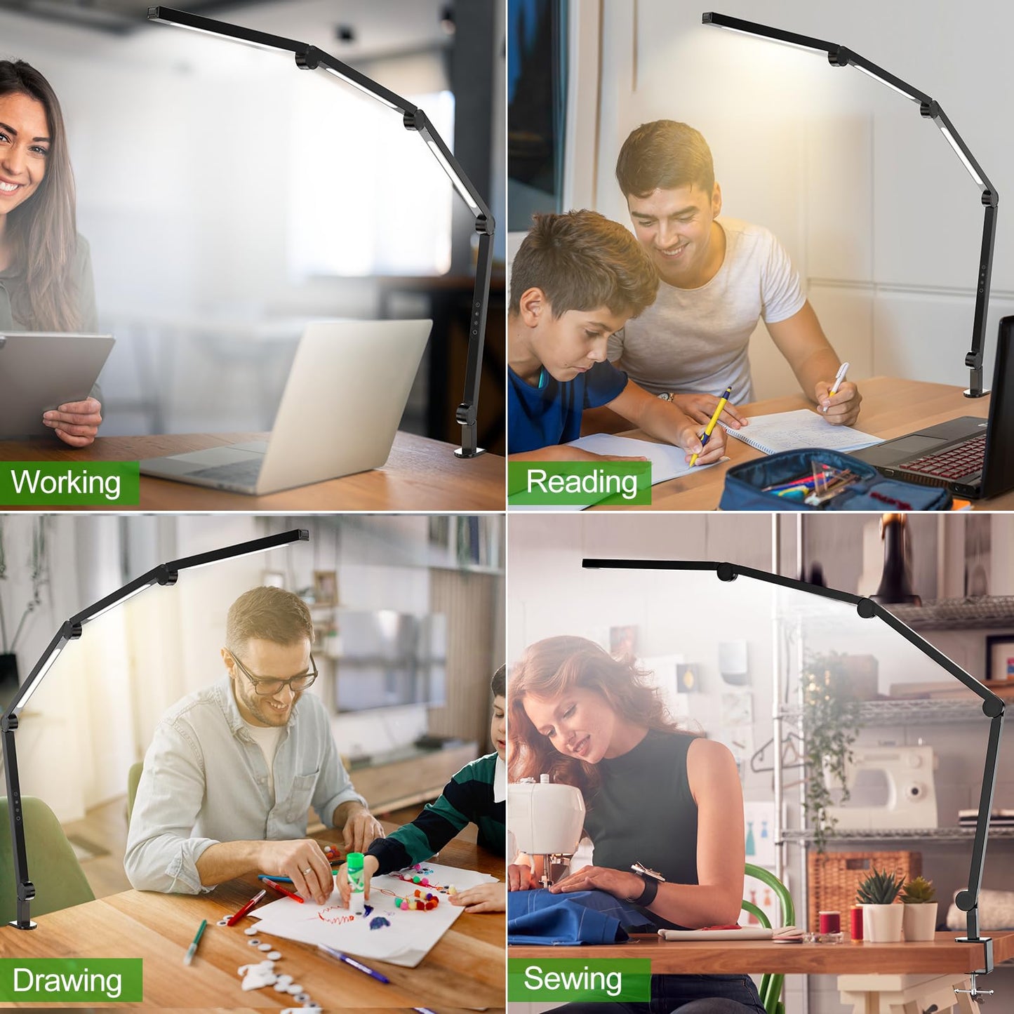 LED Desk Lamp,Foldable Table Lamp for Computer and Desktop,Flexible Clamp on Desk Lamps,Black Portable Desk Lamp for Home Office Reading,Working,Computer Desk,Study Lamp for Kids - Image 7