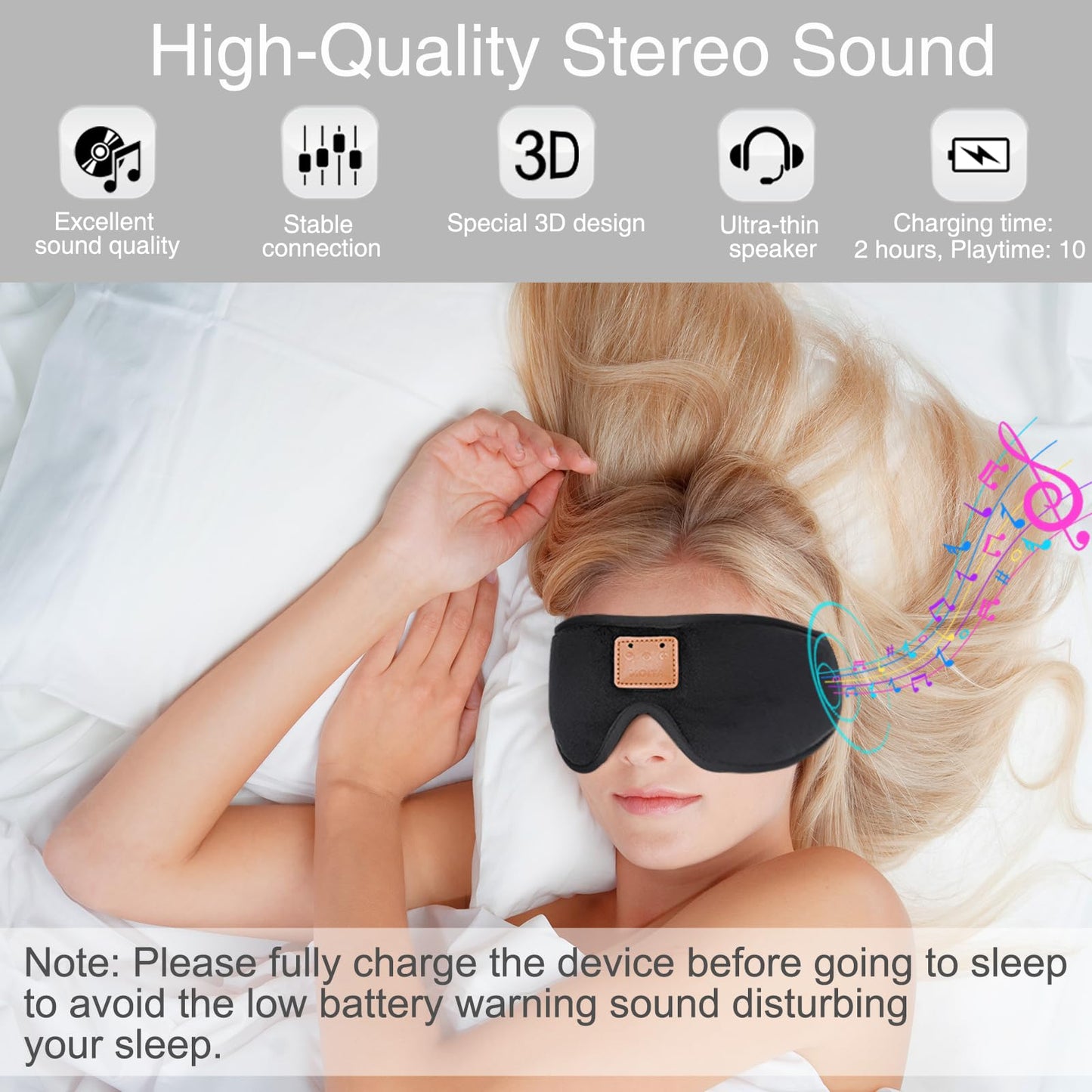 Sleep Headphones Bluetooth Headband for Sleeping, Sports Headphones Music Sleep Headphones Headband for Sports Training, Jogging, Yoga, Traveling, Gaming - Image 2