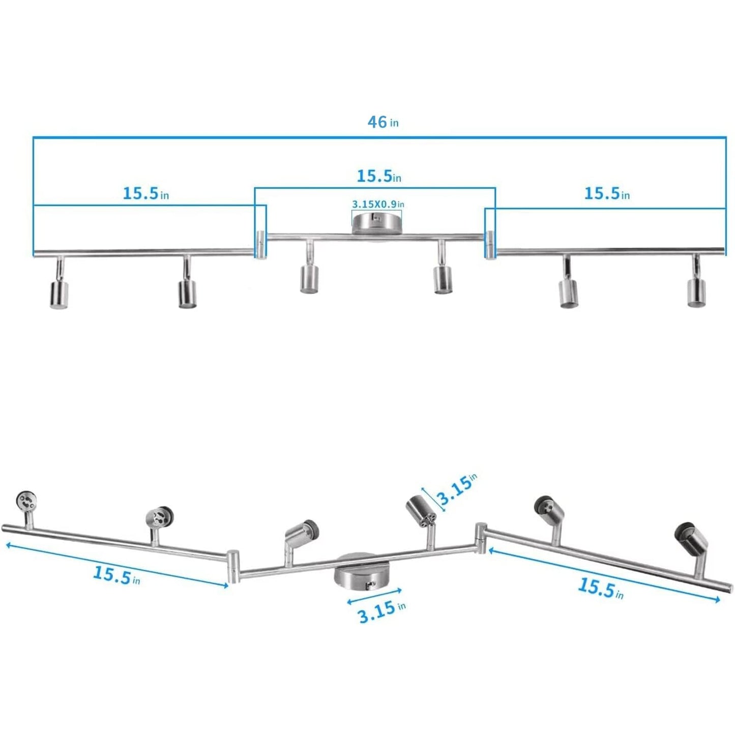 Kitchen Lights, 6-Light Ceiling Lighting Kits, Swivelling Ceiling Spotlight for Bedroom, Kitchen and Living Room(GU10 LED Bulbs not Included) (Brush Nickel) - Image 2