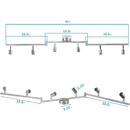 Kitchen Lights, 6-Light Ceiling Lighting Kits, Swivelling Ceiling Spotlight for Bedroom, Kitchen and Living Room(GU10 LED Bulbs not Included) (Brush Nickel) - Image 2