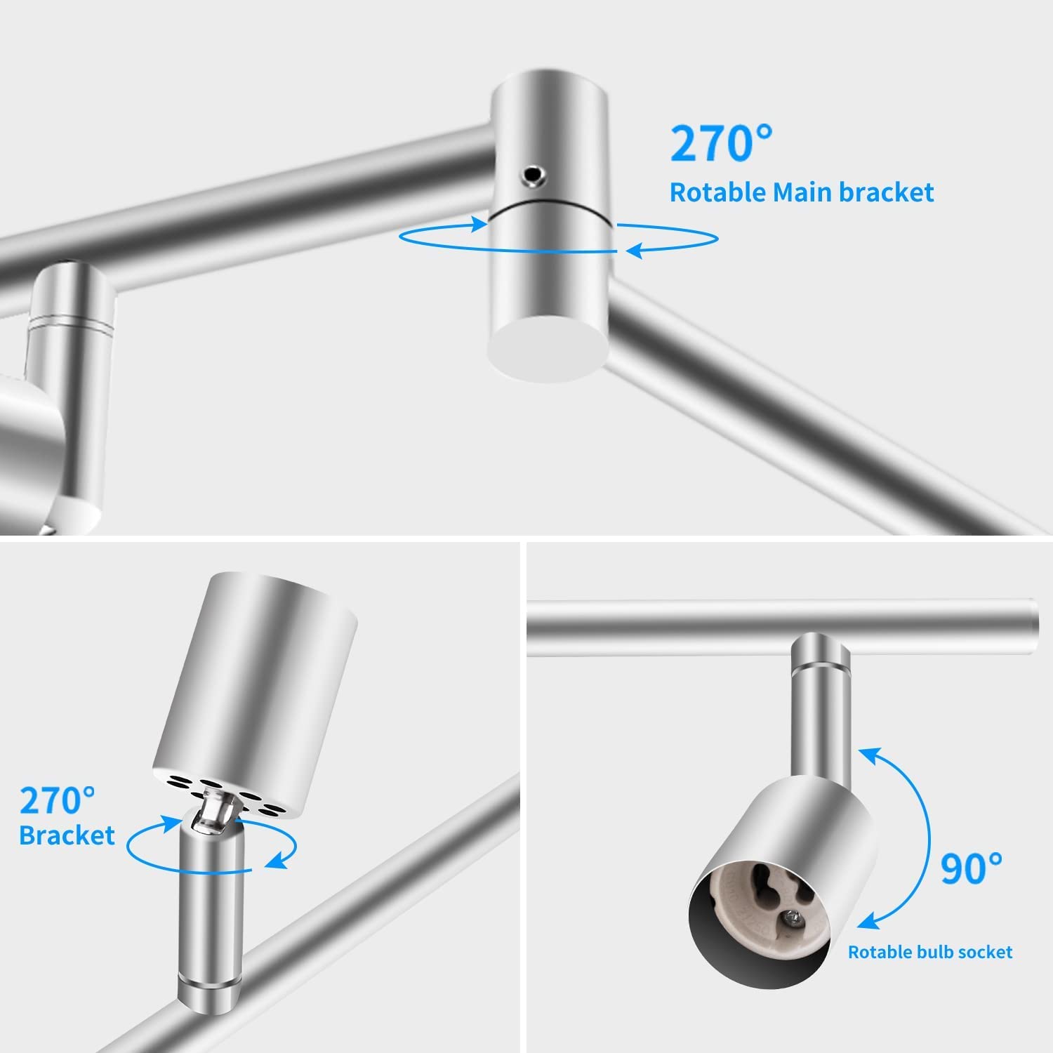 Kitchen Lights, 6-Light Ceiling Lighting Kits, Swivelling Ceiling Spotlight for Bedroom, Kitchen and Living Room(GU10 LED Bulbs not Included) (Brush Nickel) - Image 3