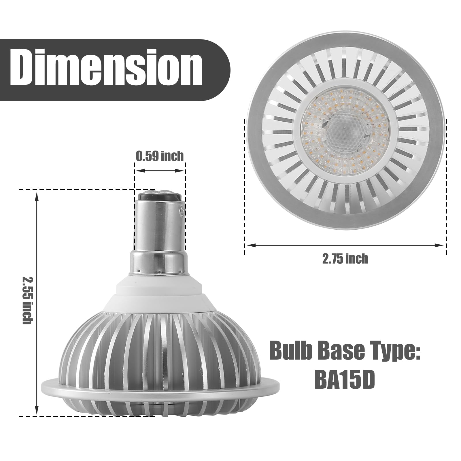 AR70 LED Light Bulb BA15D B15 Base, AC/DC12V Input, 7W 500lm for Home Household Commercial Lighting, 50W Halogen Lamp Replacement(Natural White,4 Pack) - Image 3