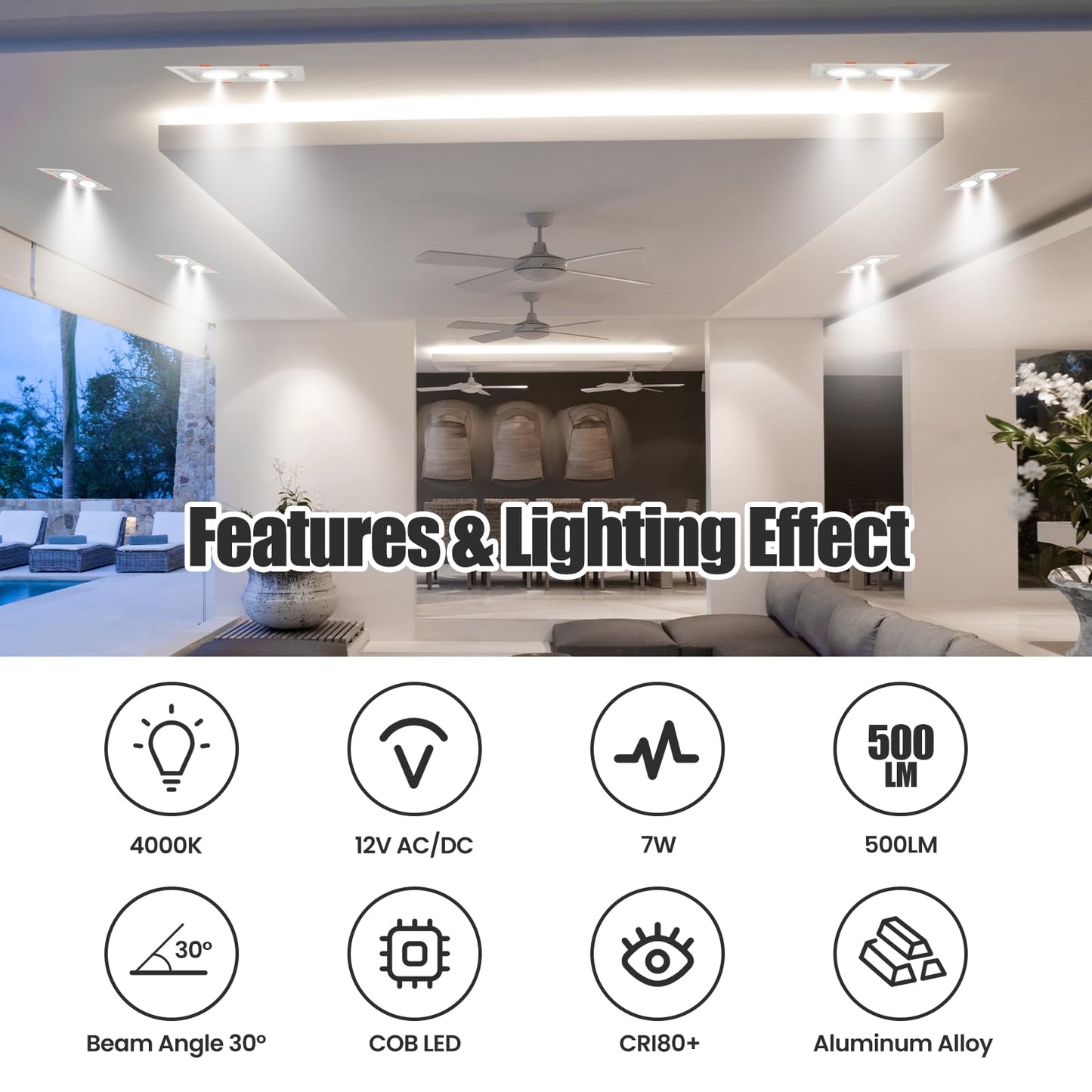 AR70 LED Light Bulb BA15D B15 Base, AC/DC12V Input, 7W 500lm for Home Household Commercial Lighting, 50W Halogen Lamp Replacement(Natural White,4 Pack) - Image 4