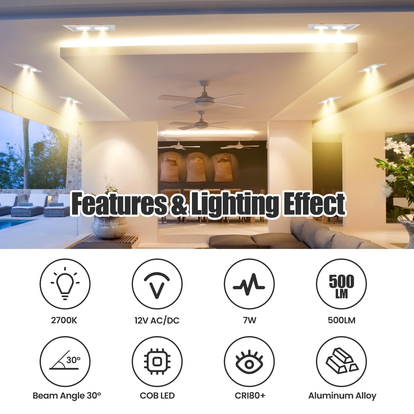 AR70 LED Light Bulb BA15D B15 Base, AC/DC12V Input, 7W 500lm for Home Household Commercial Lighting, 50W Halogen Lamp Replacement(Warm White,4 Pack) - Image 3