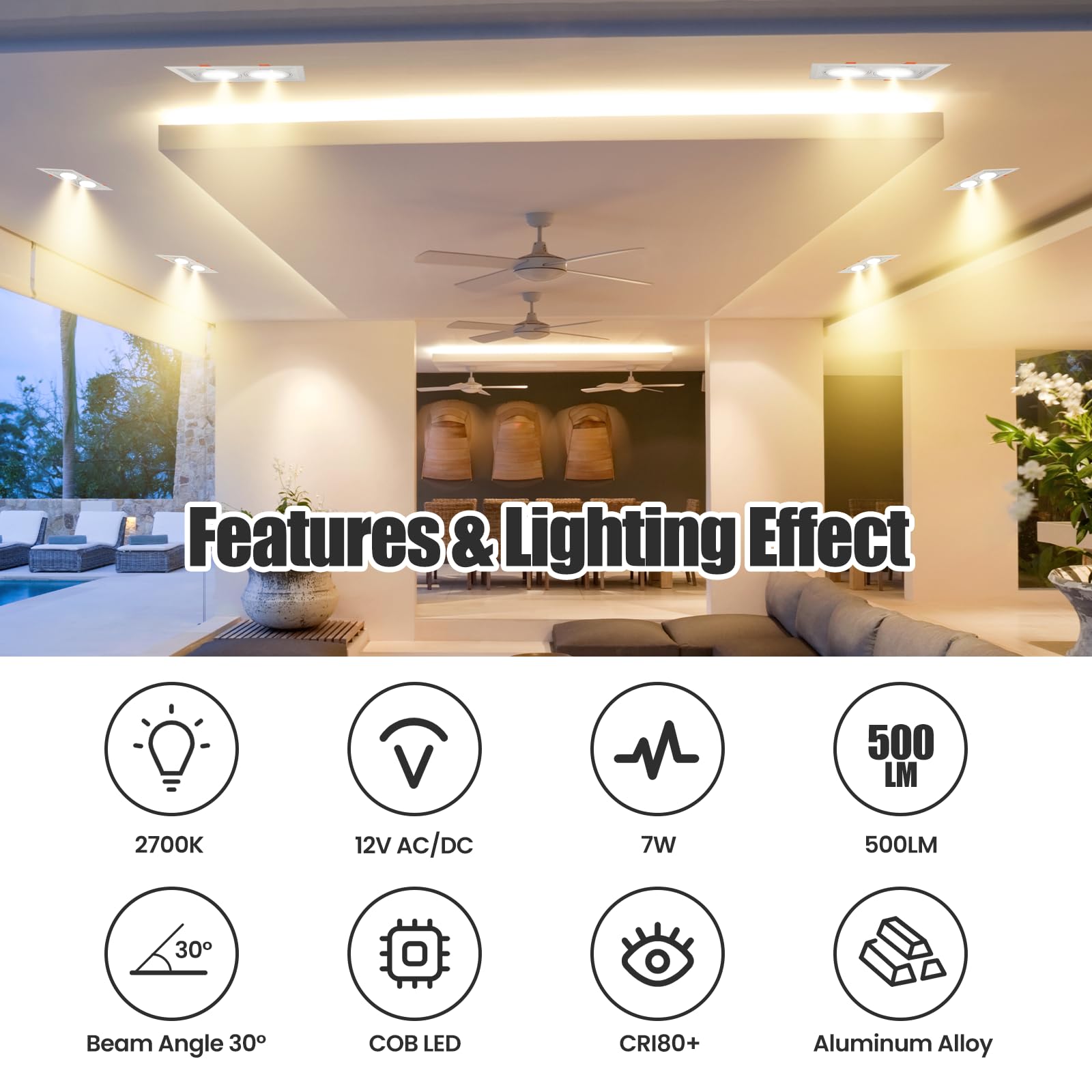 AR70 LED Light Bulb BA15D B15 Base, AC/DC12V Input, 7W 500lm for Home Household Commercial Lighting, 50W Halogen Lamp Replacement(Warm White,4 Pack) - Image 3