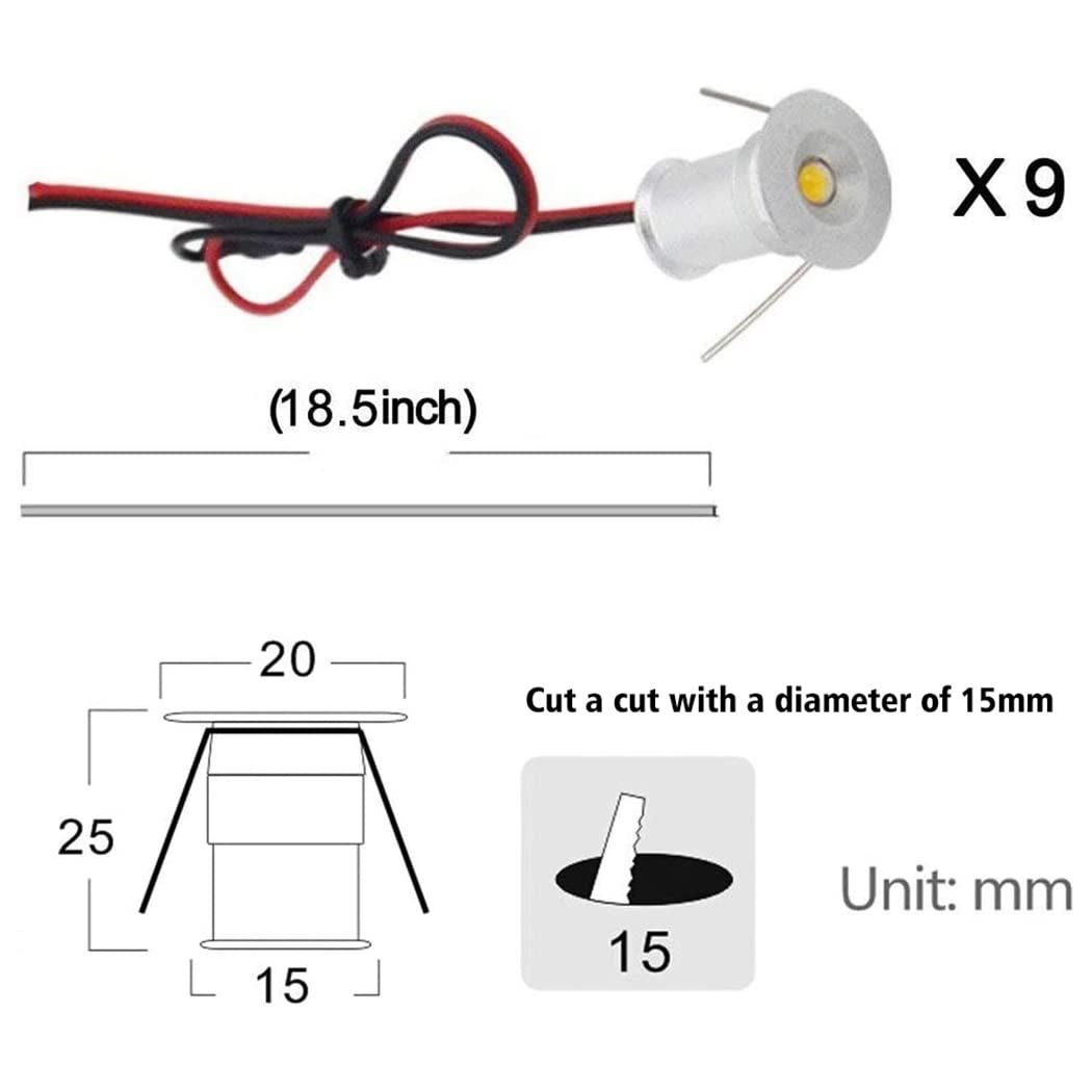 LED Small Recessed Ceiling Lights Spot Lights Downlights,IP54 Ceiling Ultra Slim 9 Pack,Small Spot Lamp with Hardwired for Kitchen,Stairs,Hallway,DIY Lighting,Bookshelf (6000K Daylight White) - Image 6