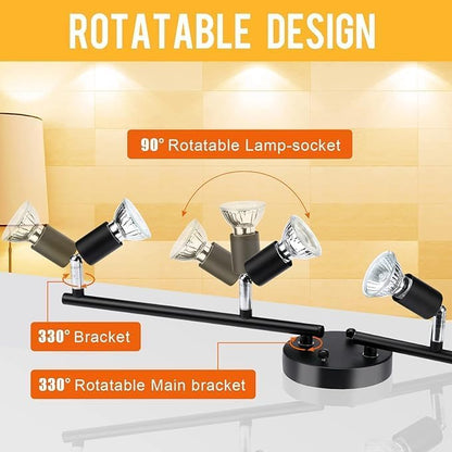 Kitchen Lights,Ceiling Lighting Kits, Swivelling Ceiling Spotlight for Bedroom, Kitchen and Living Room(GU10 LED Bulbs not Included) (4 Way Black) - Image 4