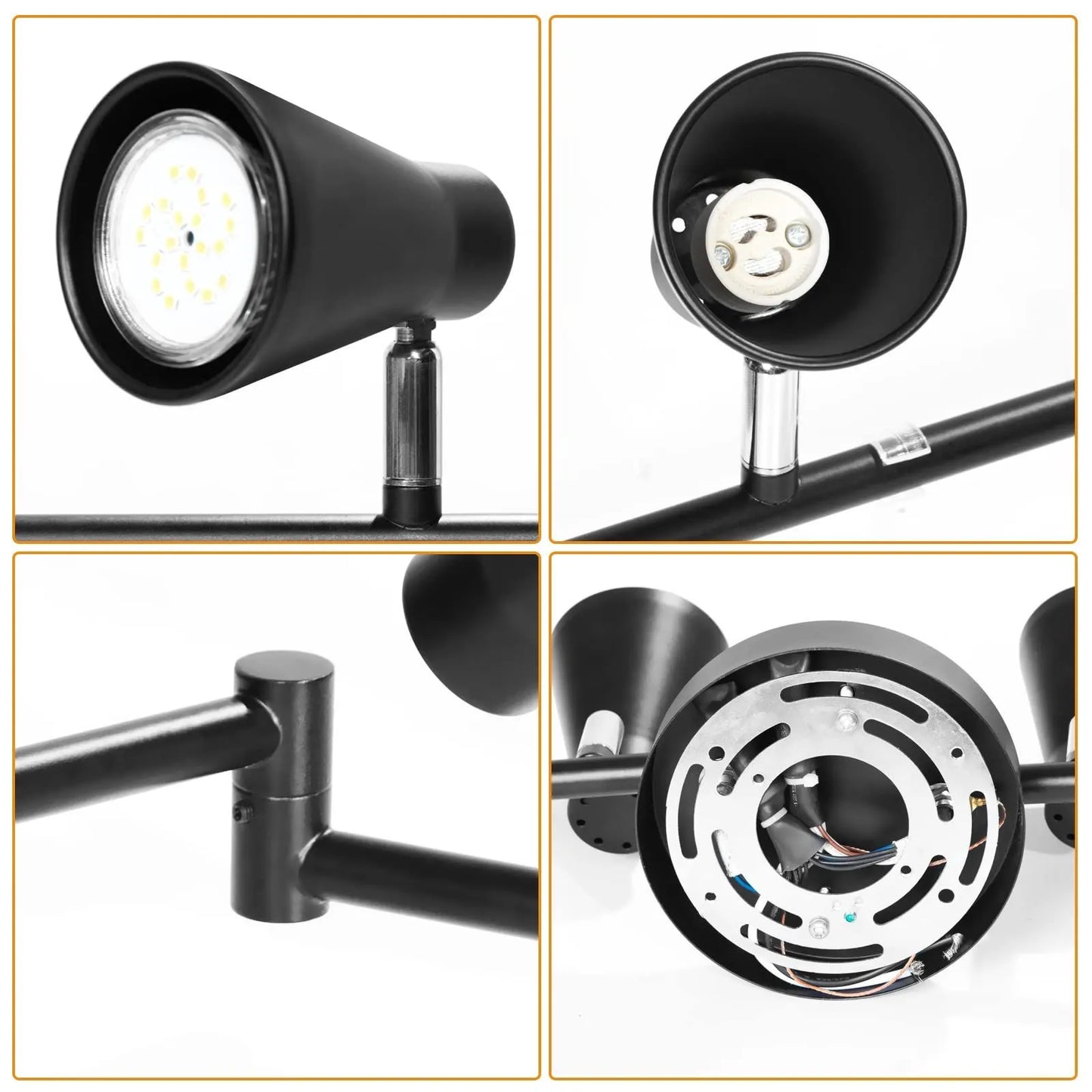 Flexible Track Lighting Fixture, Foldable Ceiling Spot Light with Adjustable 8 Light Heads, GU10 Track Light Kit for Kitchen Bedroom Living Room Matte Black (Bulbs Not Included) - Image 3