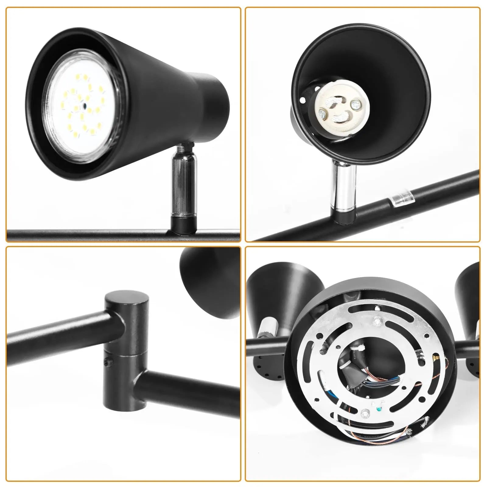 Flexible Track Lighting Fixture, Foldable Ceiling Spot Light with Adjustable 8 Light Heads, GU10 Track Light Kit for Kitchen Bedroom Living Room Matte Black (Bulbs Not Included) - Image 3