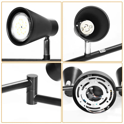 Flexible Track Lighting Fixture, Foldable Ceiling Spot Light with Adjustable 8 Light Heads, GU10 Track Light Kit for Kitchen Bedroom Living Room Matte Black (Bulbs Not Included) - Image 3