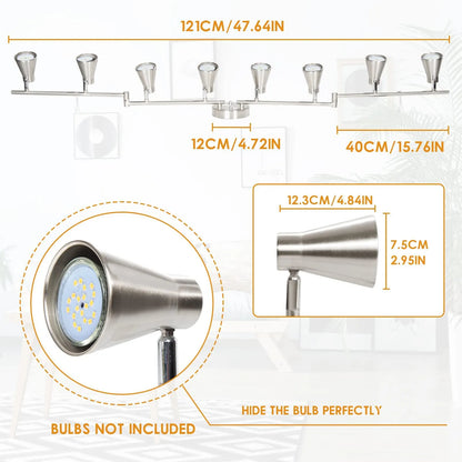 LED 8 Light Track Lighting Fixture Flexible, Adjustable Ceiling Spot Light with GU10 Track Light Head, Accent Lighting Foldable Swing Arm Brushed Nickel(Bulbs Not Included) - Image 2