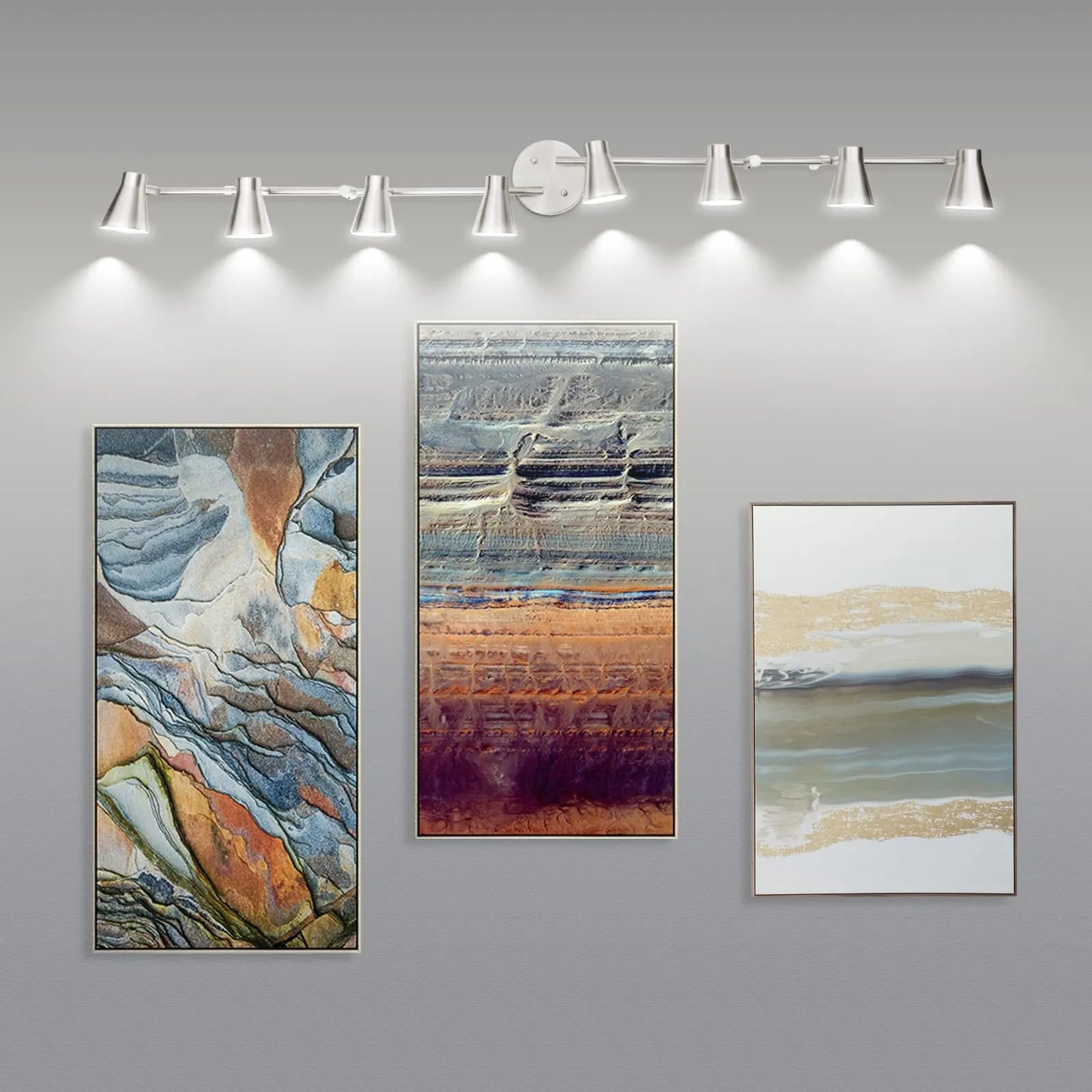 LED 8 Light Track Lighting Fixture Flexible, Adjustable Ceiling Spot Light with GU10 Track Light Head, Accent Lighting Foldable Swing Arm Brushed Nickel(Bulbs Not Included) - Image 5