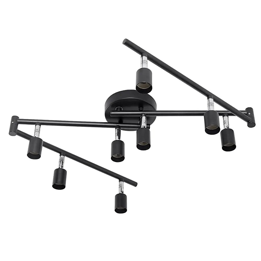 Black Track Lighting Fixture Ceiling, LED Flexible Track Lights with Swing Arm, 8-Light Directional Black Flush Mount Ceiling Spotlight for Kitchen, Living Room (GU10 Bulbs NOT Included) - Image 2