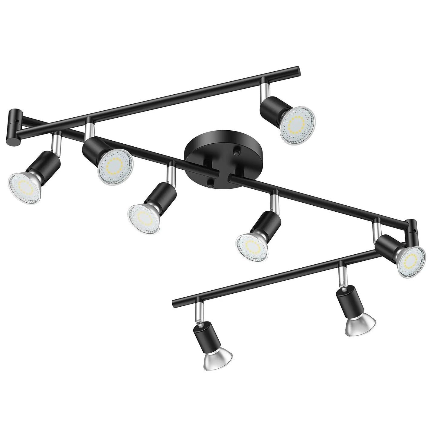 Black Track Lighting Fixture Ceiling, LED Flexible Track Lights with Swing Arm, 8-Light Directional Black Flush Mount Ceiling Spotlight for Kitchen, Living Room (GU10 Bulbs NOT Included) - Image 3