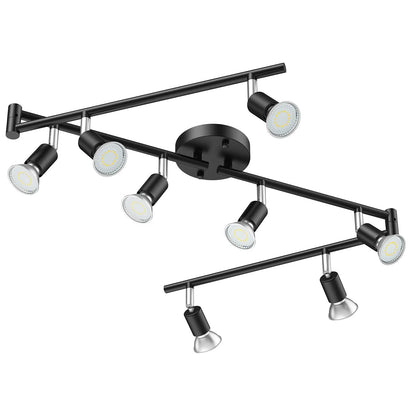 Black Track Lighting Fixture Ceiling, LED Flexible Track Lights with Swing Arm, 8-Light Directional Black Flush Mount Ceiling Spotlight for Kitchen, Living Room (GU10 Bulbs NOT Included) - Image 3