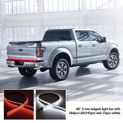 Double Row 60 inch 264 pcs LED for Pick up/Truck Tailgate Light Bar Side Bed Light Strip Bar IP67 Waterproof Reverse- 5 Functions Tail/Brake/Turn Signals/Reverse - Image 3