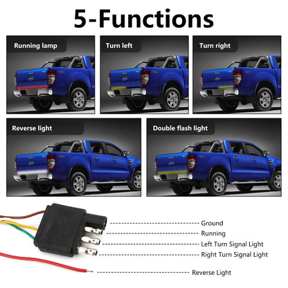 Tailgate Light Bar 60 Inch Triple Row Tail light bar for Pickup Trailer SUV RV VAN Full Function Red Brake White Reverse Amber Turn Signal double flash Light No Drill Install (60inch) - Image 3