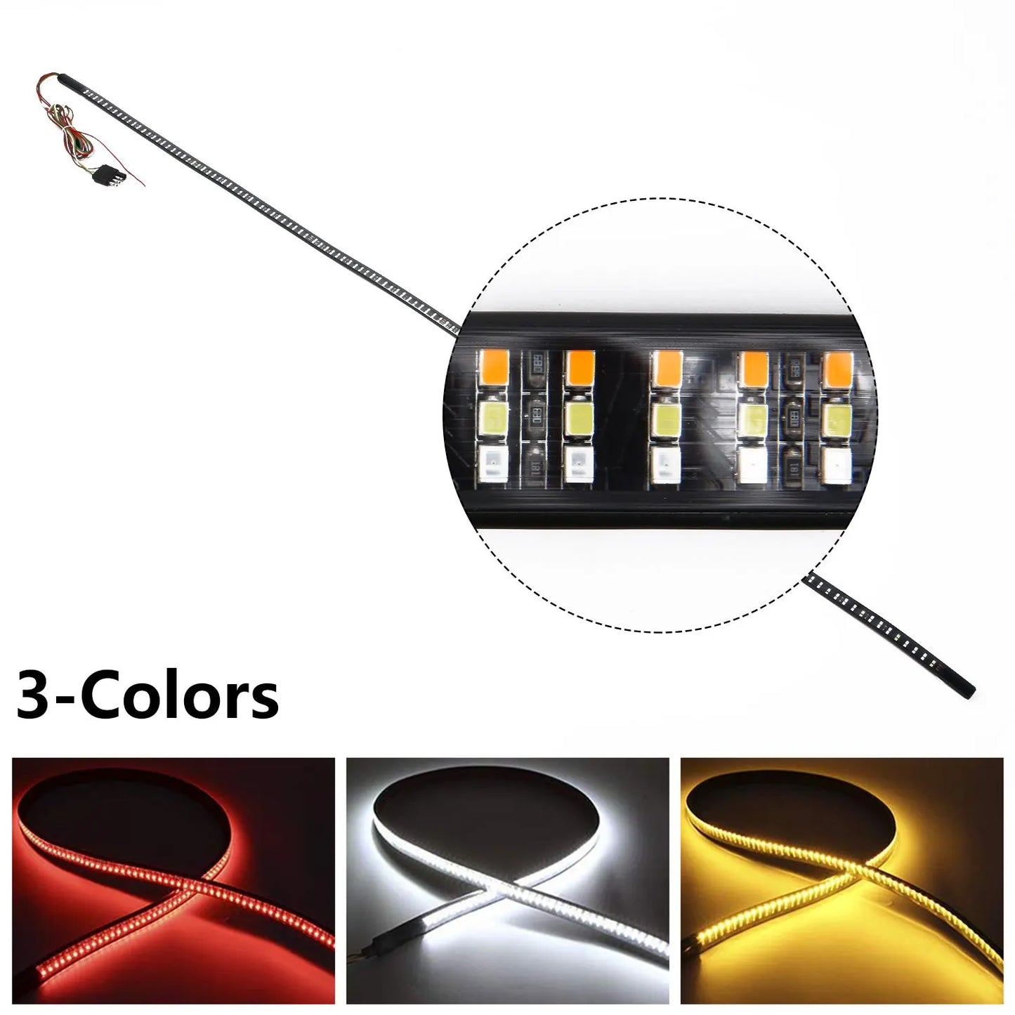 Tailgate Light Bar 60 Inch Triple Row Tail light bar for Pickup Trailer SUV RV VAN Full Function Red Brake White Reverse Amber Turn Signal double flash Light No Drill Install (60inch) - Image 4