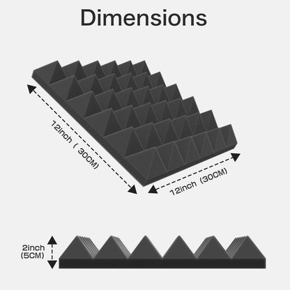 JBER Acoustic Panels  Foam Pyramid 24pcs 30x30x5cm for Soundproof Padding Wall - Image 2
