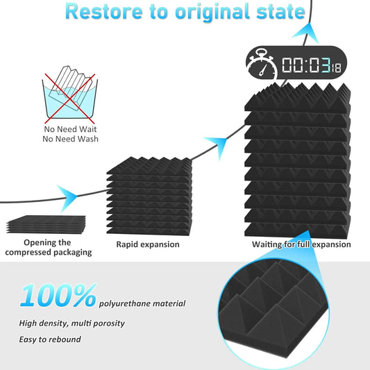 JBER Acoustic Panels  Foam Pyramid 24pcs 30x30x5cm for Soundproof Padding Wall - Image 4