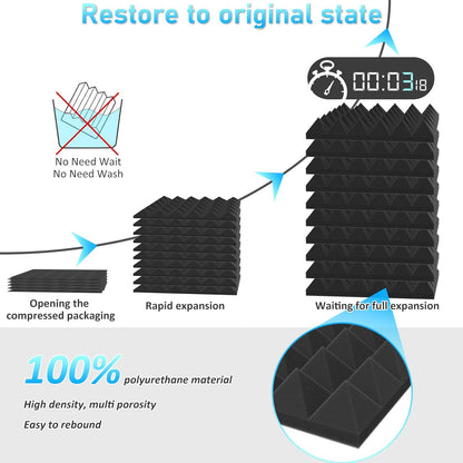 JBER Acoustic Panels  Foam Pyramid 24pcs 30x30x5cm for Soundproof Padding Wall - Image 4