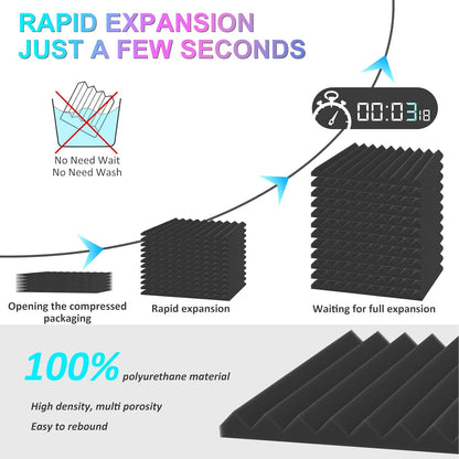 JBER Acoustic Panels  Foam Wedges 48pcs 30x30x2.5cm for Soundproof Padding Wall - Image 5