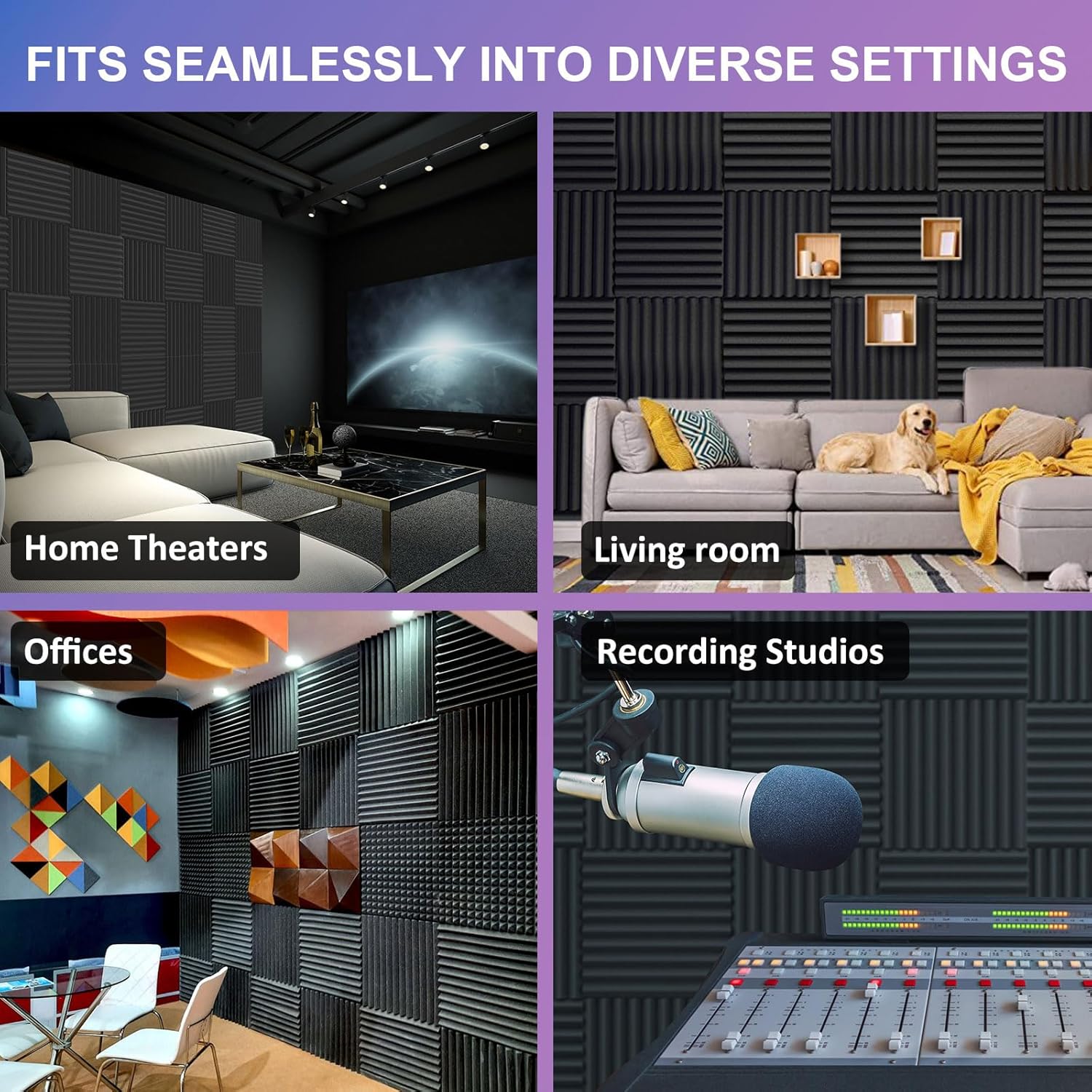 JBER Acoustic Panels  Foam Wedges 48pcs 30x30x2.5cm for Soundproof Padding Wall - Image 7
