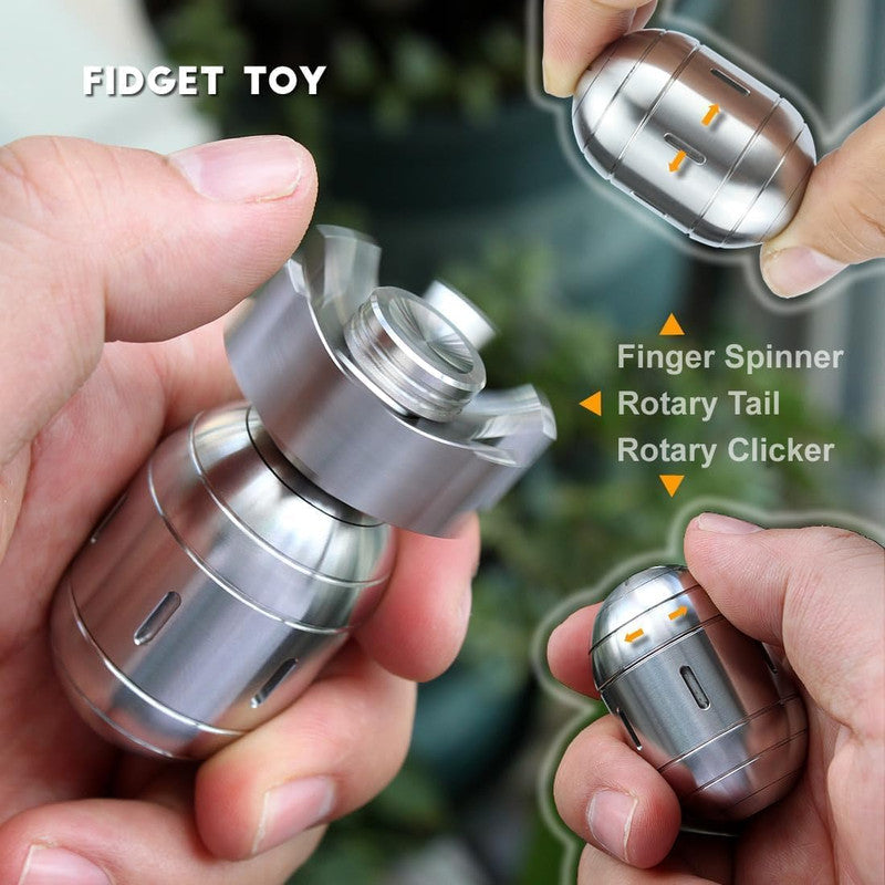 Atomic Bomb Fidget Spinner 3 in 1 EDC Clicker Toy Stainless Steel - Image 2