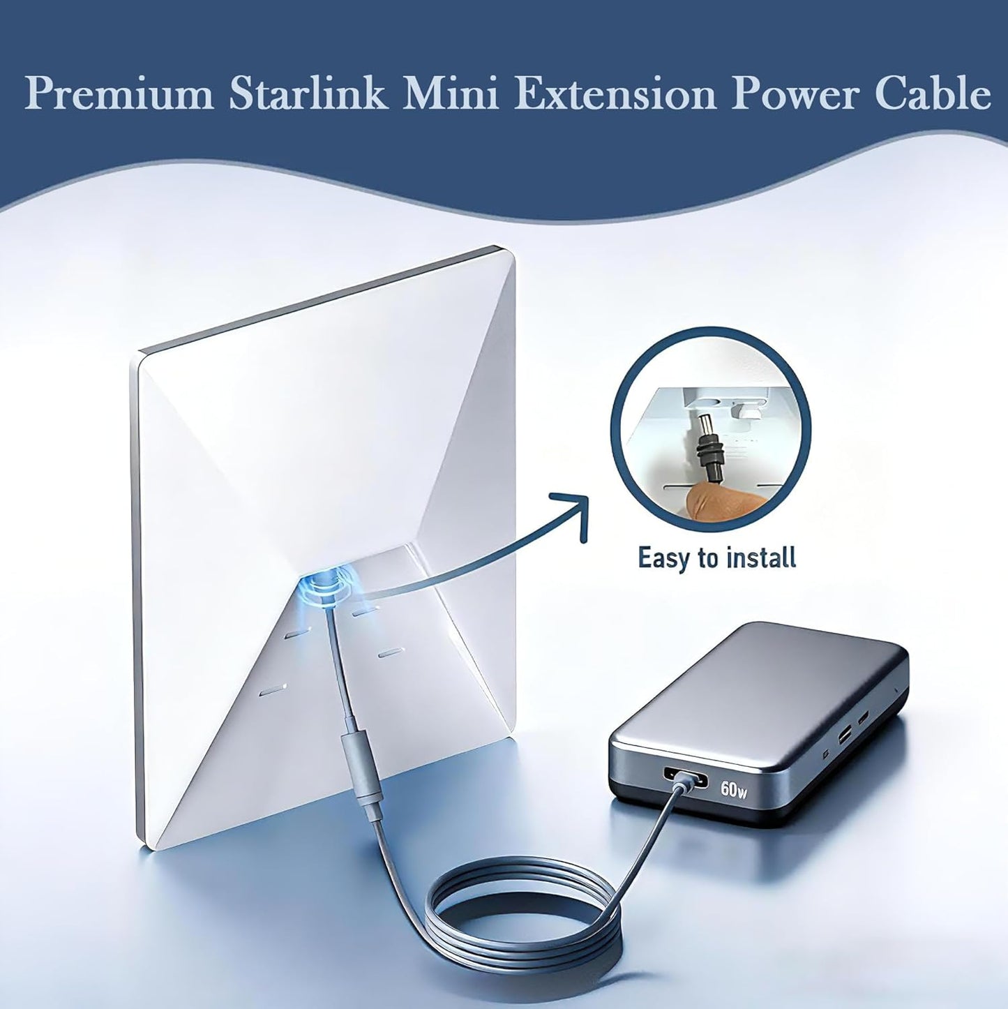 Starlink Mini DC5521 Extension Cable 7-inch,Compatible with Starlink Mini Pipe Adapter & Original Power Cable - Image 2
