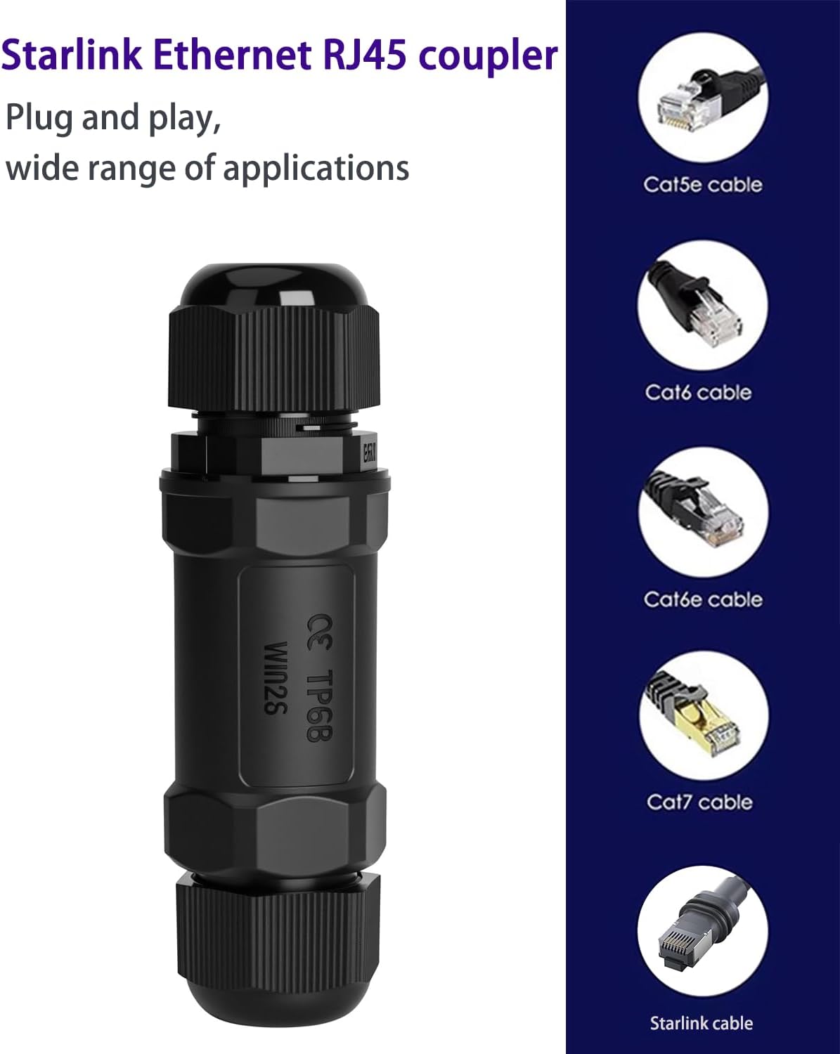 Starlink Ethernet  Connector,RJ45 Coupler, Ethernet Female to Female Extender with Lightning Protection and IP68 Waterproof,CAT8/CAT7/CAT6/CAT5E Cables - Image 6