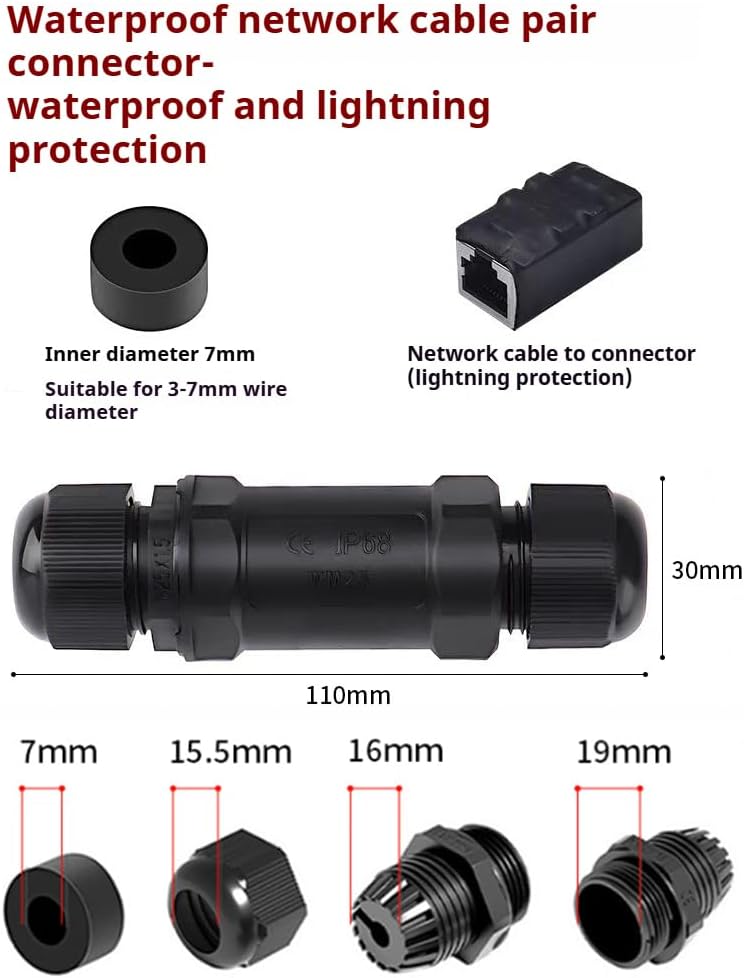 Starlink Ethernet  Connector,RJ45 Coupler, Ethernet Female to Female Extender with Lightning Protection and IP68 Waterproof,CAT8/CAT7/CAT6/CAT5E Cables - Image 7