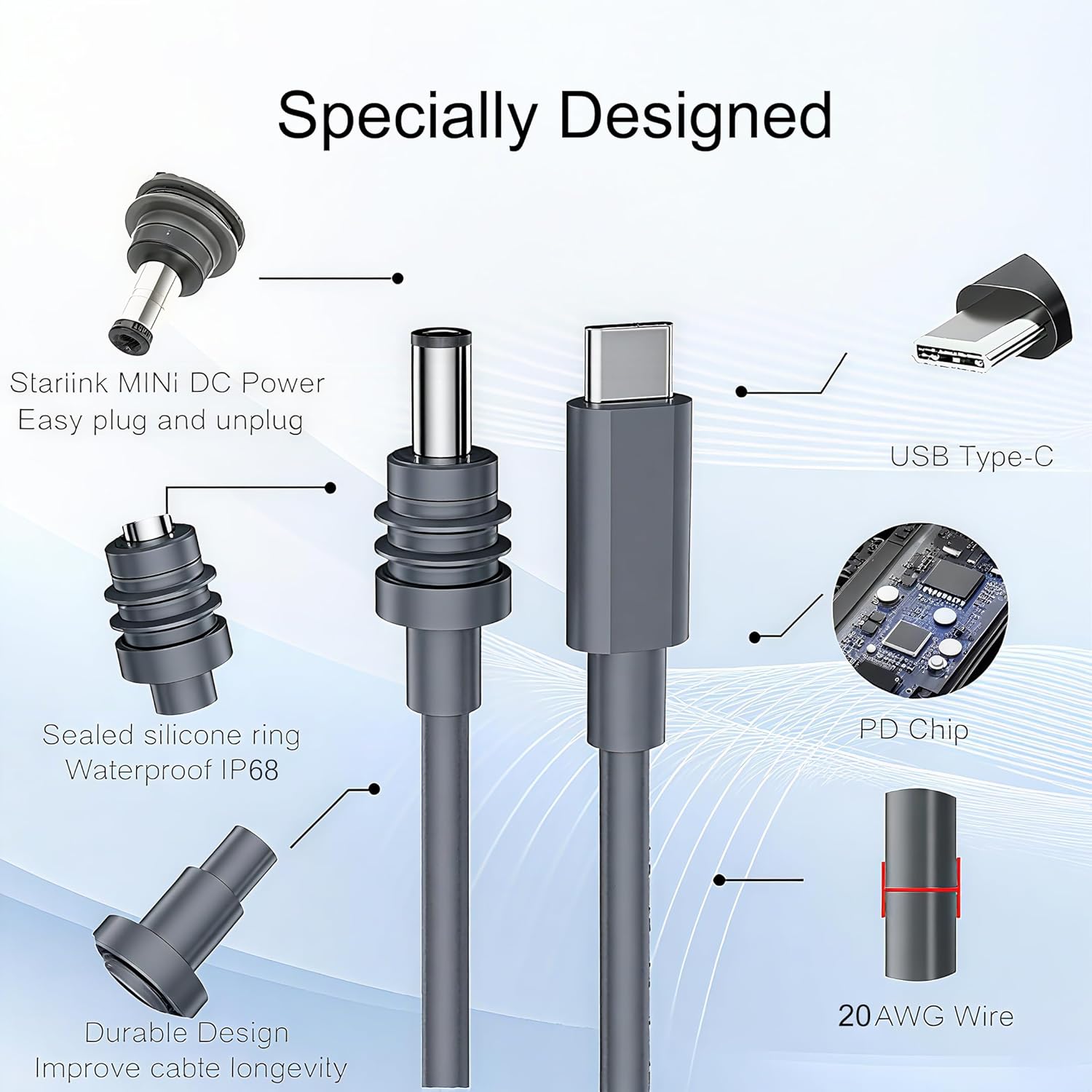 Starlink Mini Power Cable 3.3FT USB-C to DC5521 - Image 8