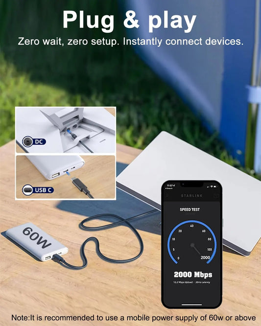 Starlink Mini Power Cable 10FT USB-C to DC5521 - Image 2