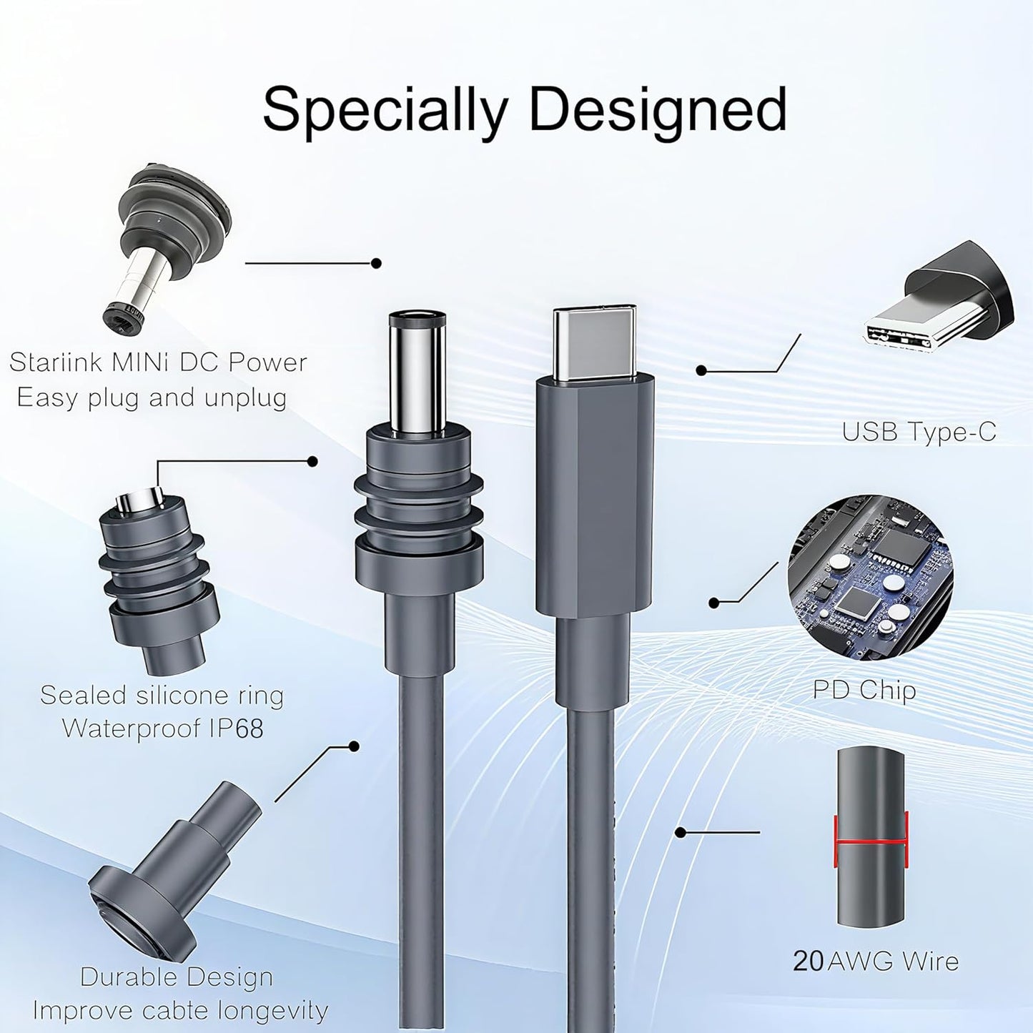 Starlink Mini Power Cable 10FT USB-C to DC5521 - Image 8