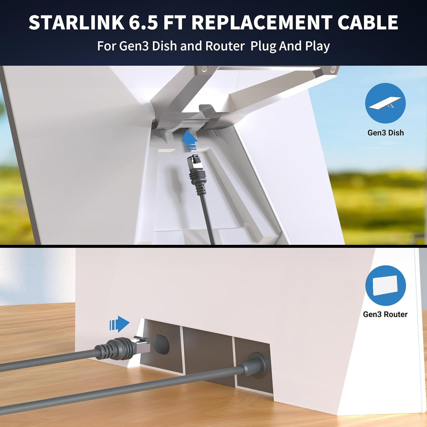 Starlink Gen 3 Ethernet Cable 33FT/ 10M Cable, Waterproof, Grey - Image 6