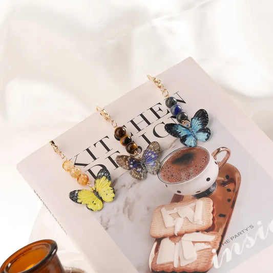Crystal Butterfly Keychain Set,Tiger's Eye - Image 2