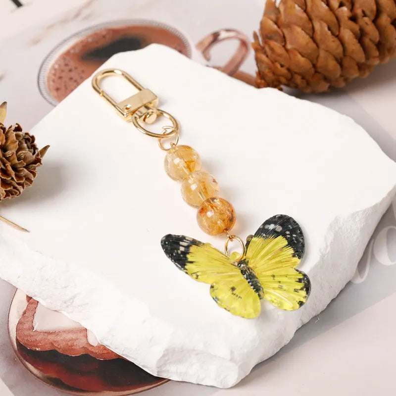 Crystal Butterfly Keychain Set,Citrine