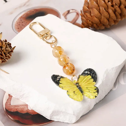 Crystal Butterfly Keychain Set,Citrine