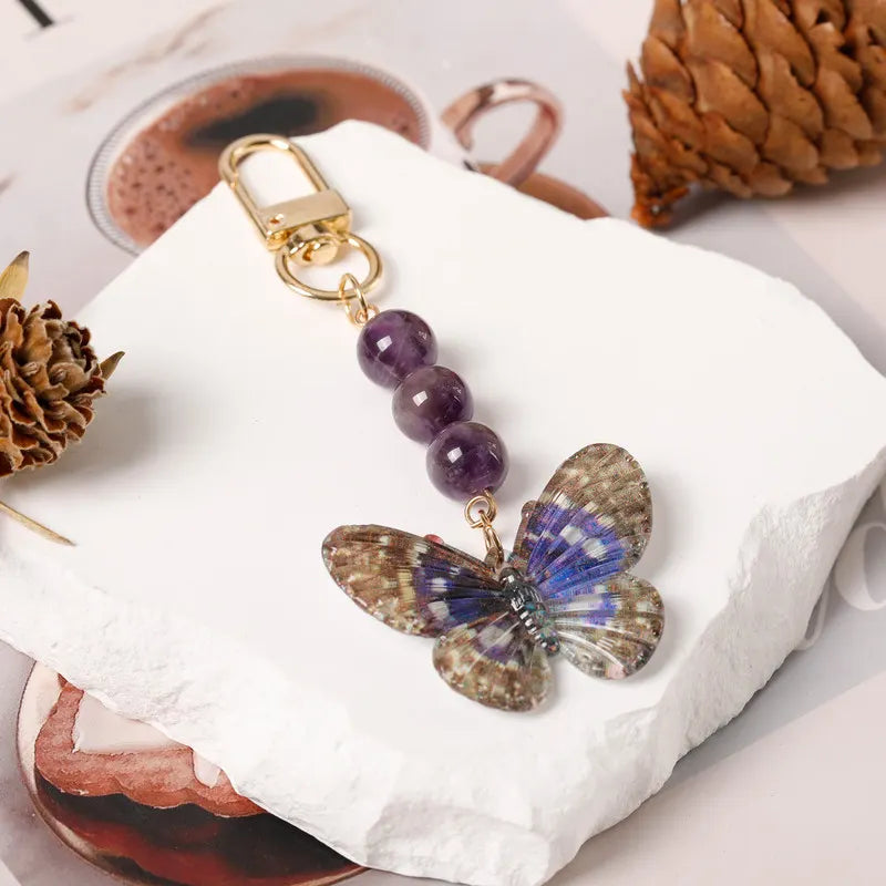 Crystal Butterfly Keychain Set,amethyst
