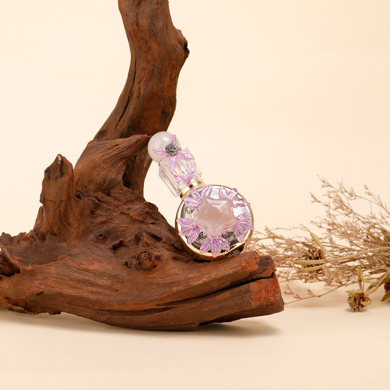 Healing natural crystal perfume bottle(25ml)-Pink crystal star - Image 2
