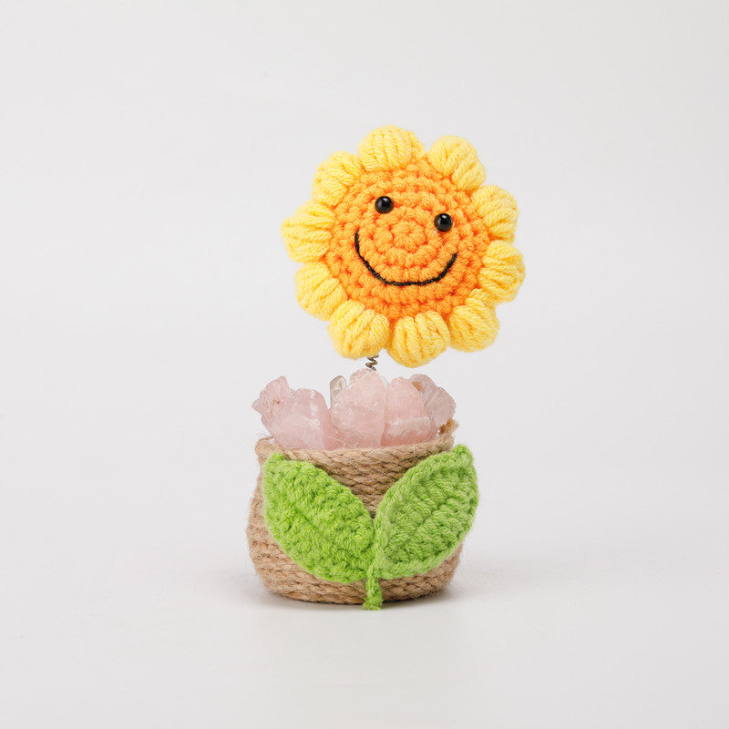 Natural crystal handmade sunflower ornament-rose quartz - Image 2