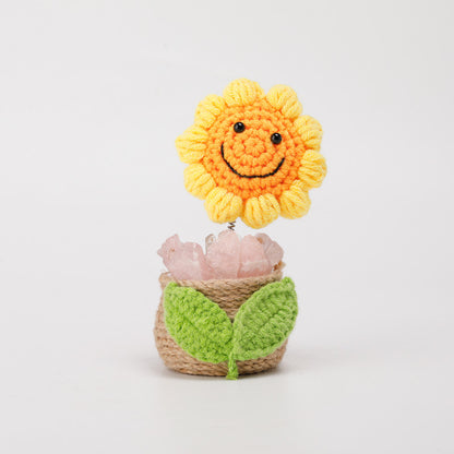Natural crystal handmade sunflower ornament-rose quartz - Image 2