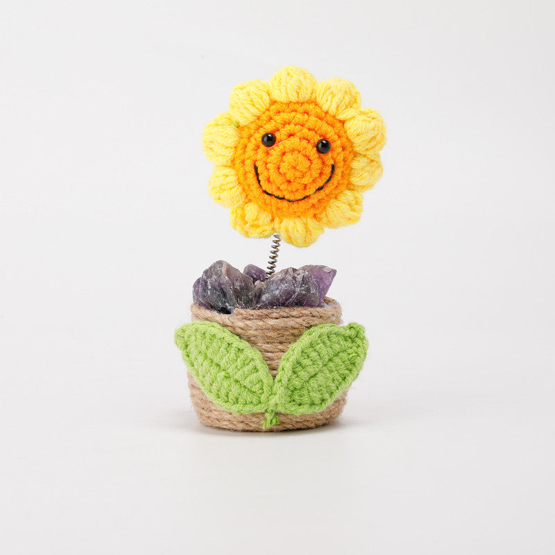 Natural crystal handmade sunflower ornament-amethyst - Image 2