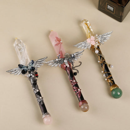 Handmade Crystal Wand, Natural Raw Gemstone Scepter, Magic Healing Wand Rose Quartz - Image 5