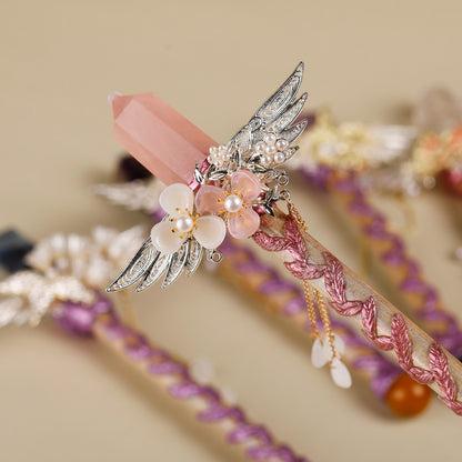 Handmade Crystal Wand, Raw Gemstone Scepter, Natural Magic Wand Rose Quartz - Image 2