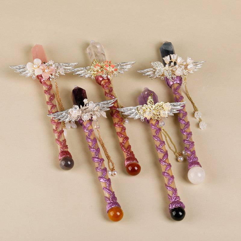 Handmade Crystal Wand, Raw Gemstone Scepter, Natural Magic Wand Rose Quartz - Image 5