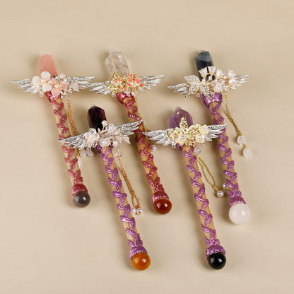 Handmade Crystal Wand, Raw Gemstone Scepter, Natural Magic Wand Rose Quartz - Image 5